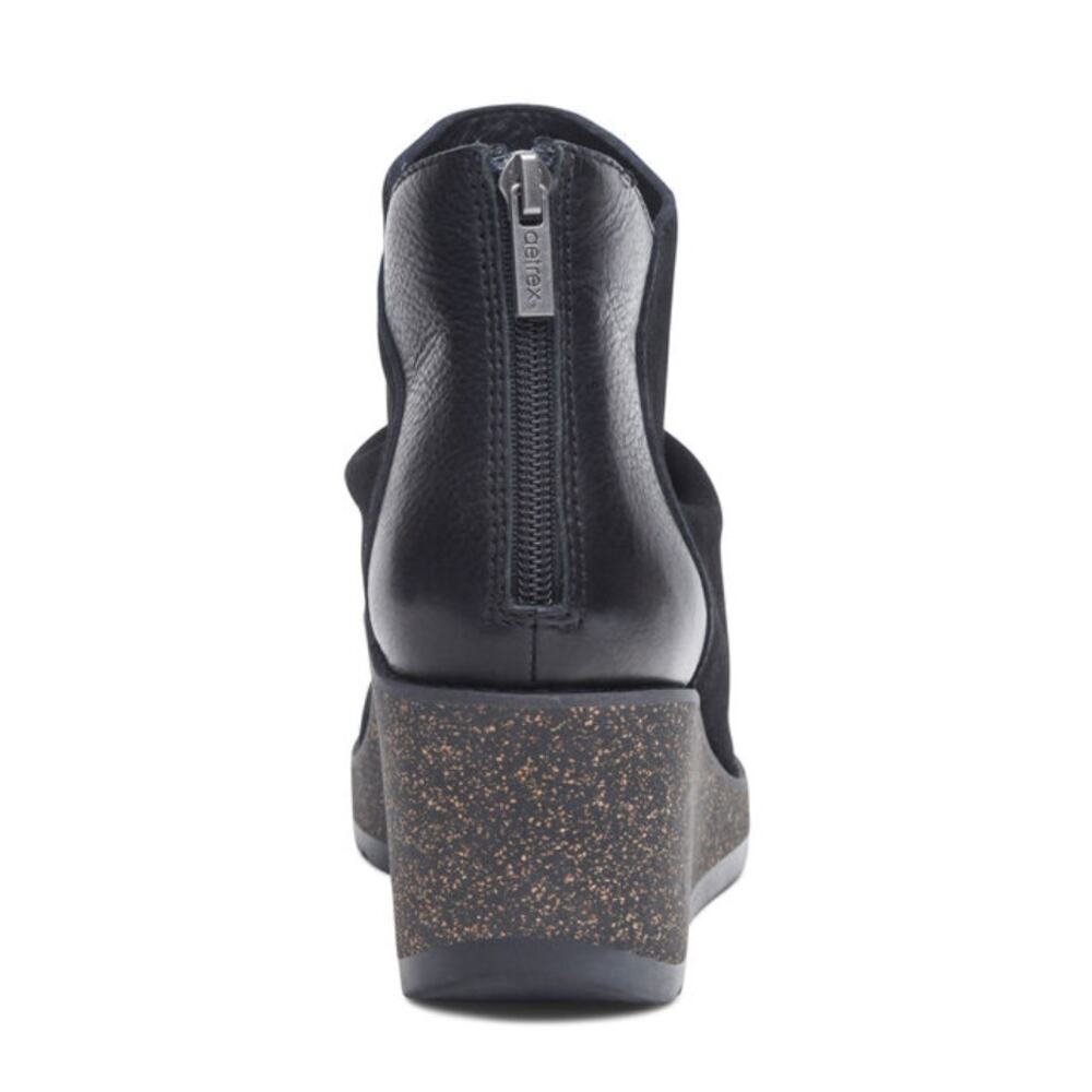 Aetrex Kara Ankle Wedge Boot Suede Leather Bootie | 38 EU (7.5-8) Black NEW - Picture 4 of 8